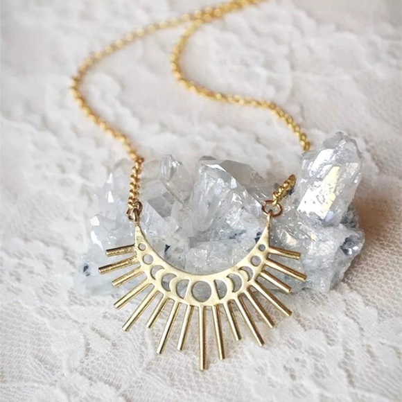 Free People Jewelry - “Bohemian Beginning” Indie Moon Phase/Sun Necklace